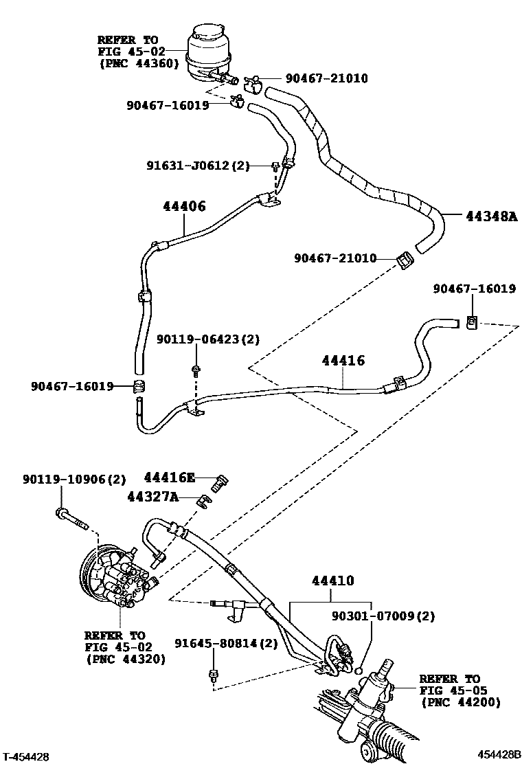 Toyota CAMRY 动力转向配管 EPC diagram — 454428C