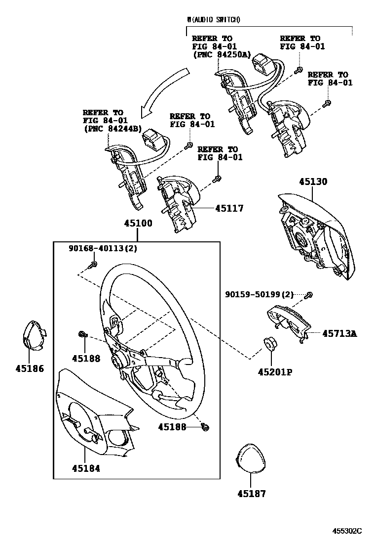Toyota CAMRY Steering Wheel EPC diagram — 455302C