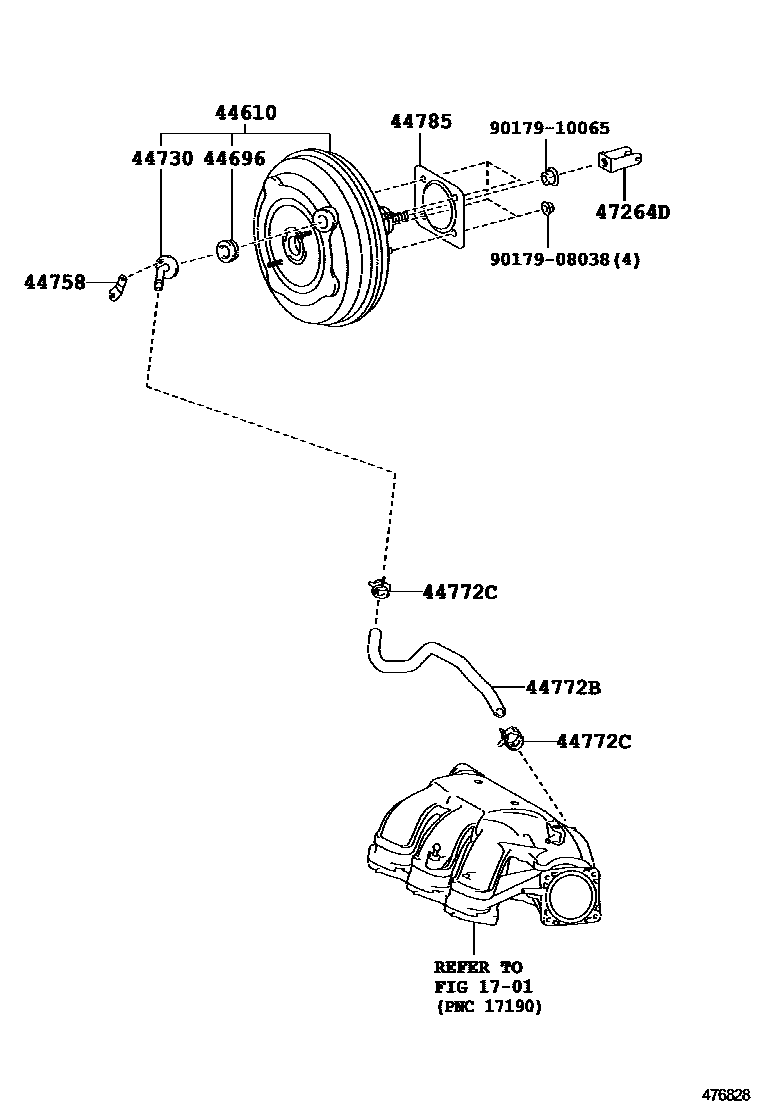 Toyota CAMRY 制动助力器和真空管 EPC diagram — 476828
