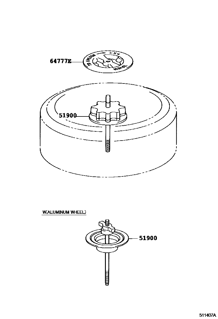 Toyota CAMRY Spare tire rack EPC diagram — 511407A