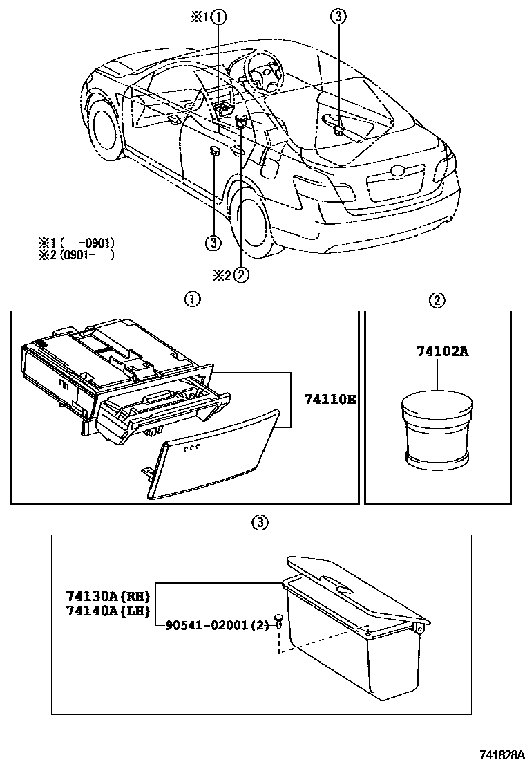 Toyota CAMRY 烟灰盒 EPC diagram — 741828A