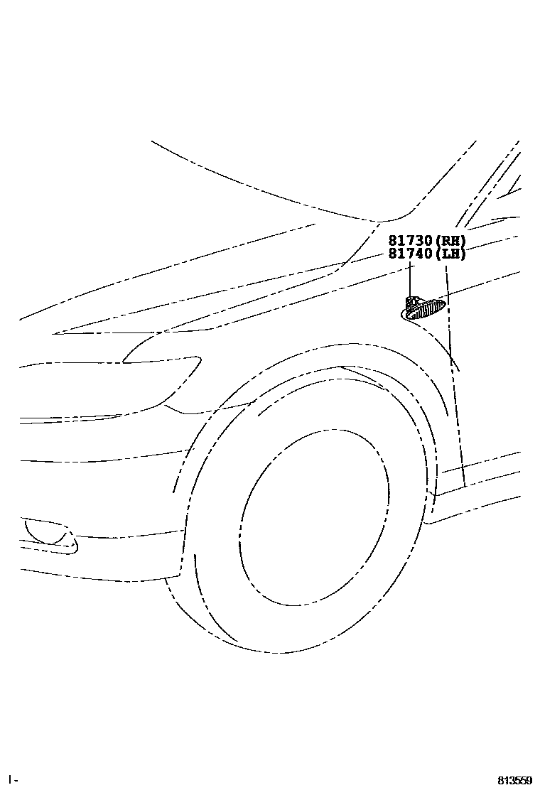 Toyota CAMRY Side Turn Signal & Outer Mirror Lamp EPC diagram — 813559