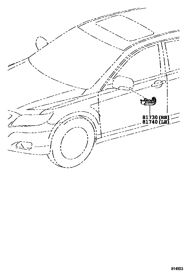 Toyota CAMRY Side Turn Signal & Outer Mirror Lamp EPC diagram — 814933