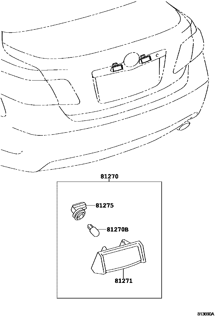 Toyota CAMRY 后牌照灯 EPC diagram — 813690A