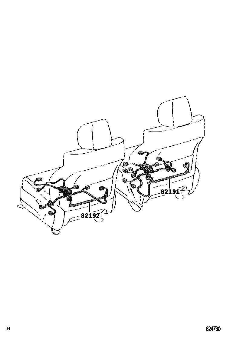 Toyota CAMRY 线束和卡夹 EPC diagram — 824730