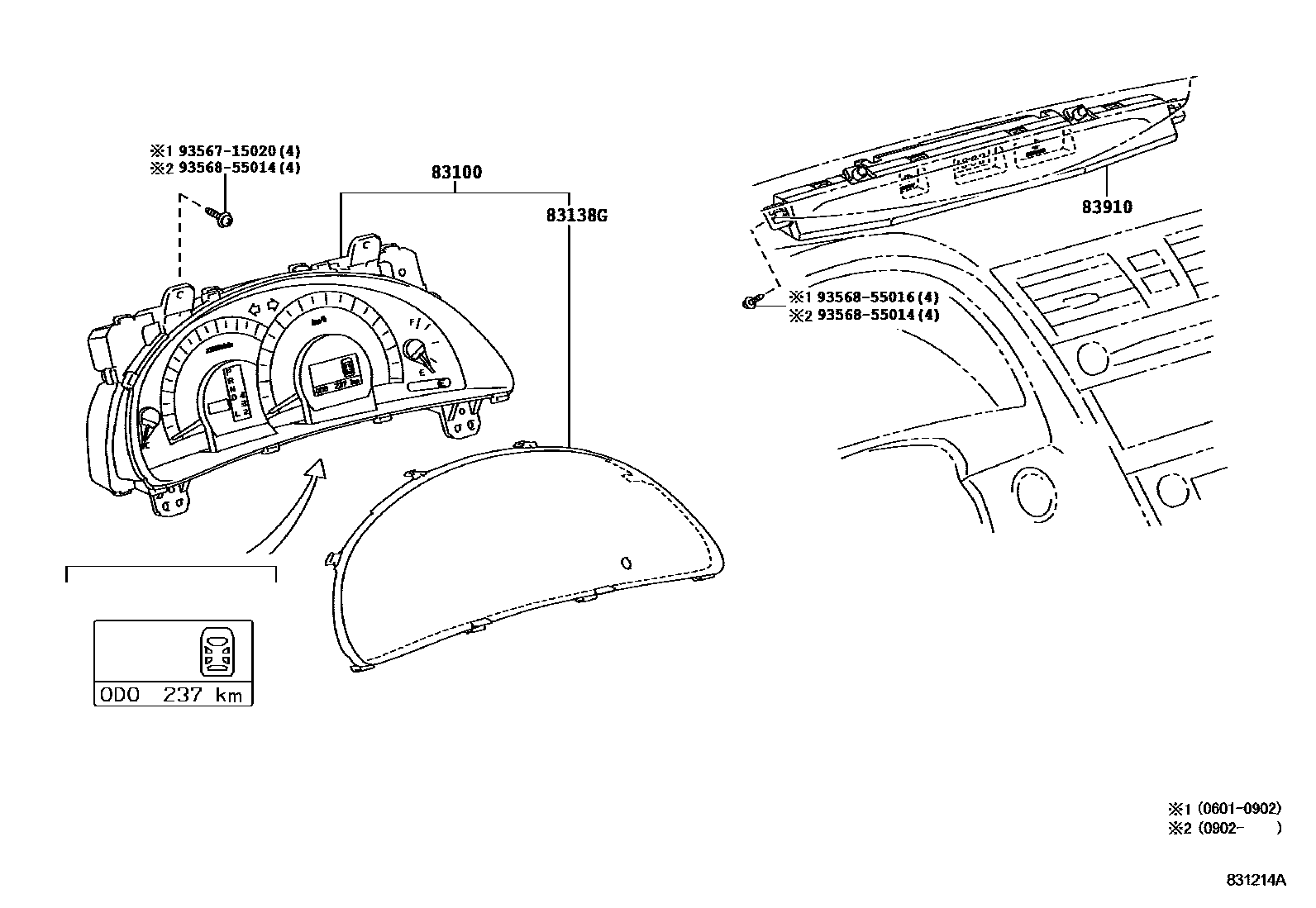Toyota CAMRY 仪表 EPC diagram — 831214A