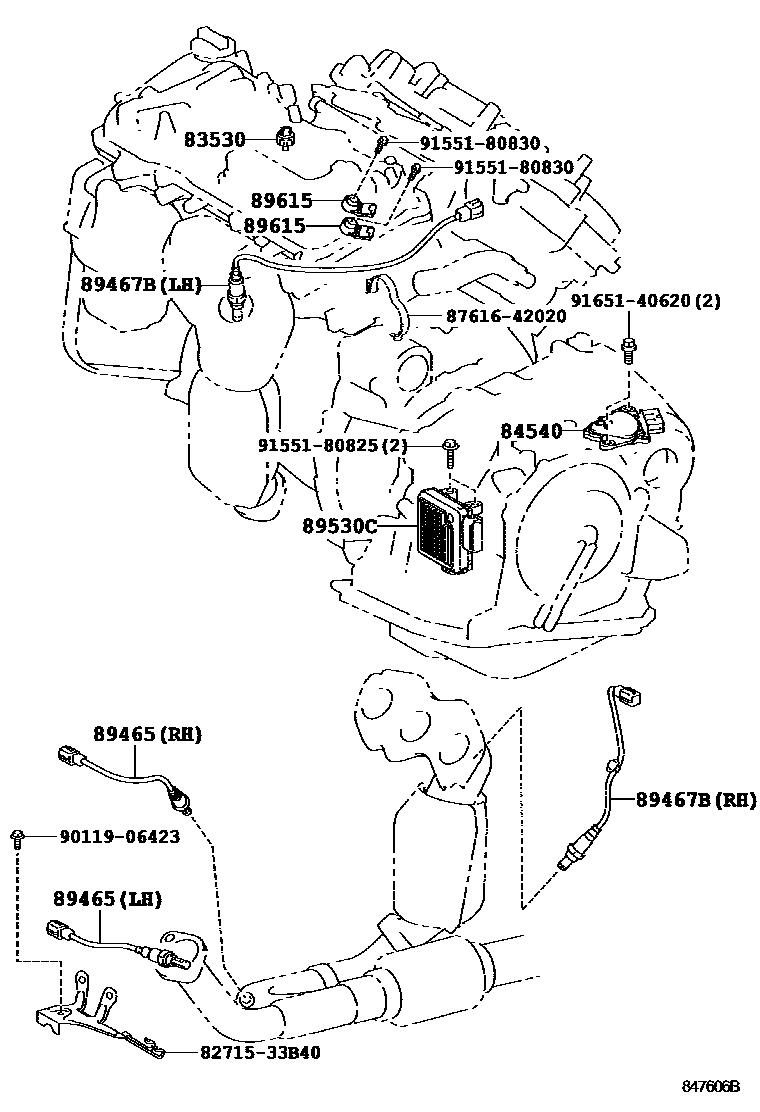 Toyota CAMRY 开关和继电器和ECU EPC diagram — 847606B
