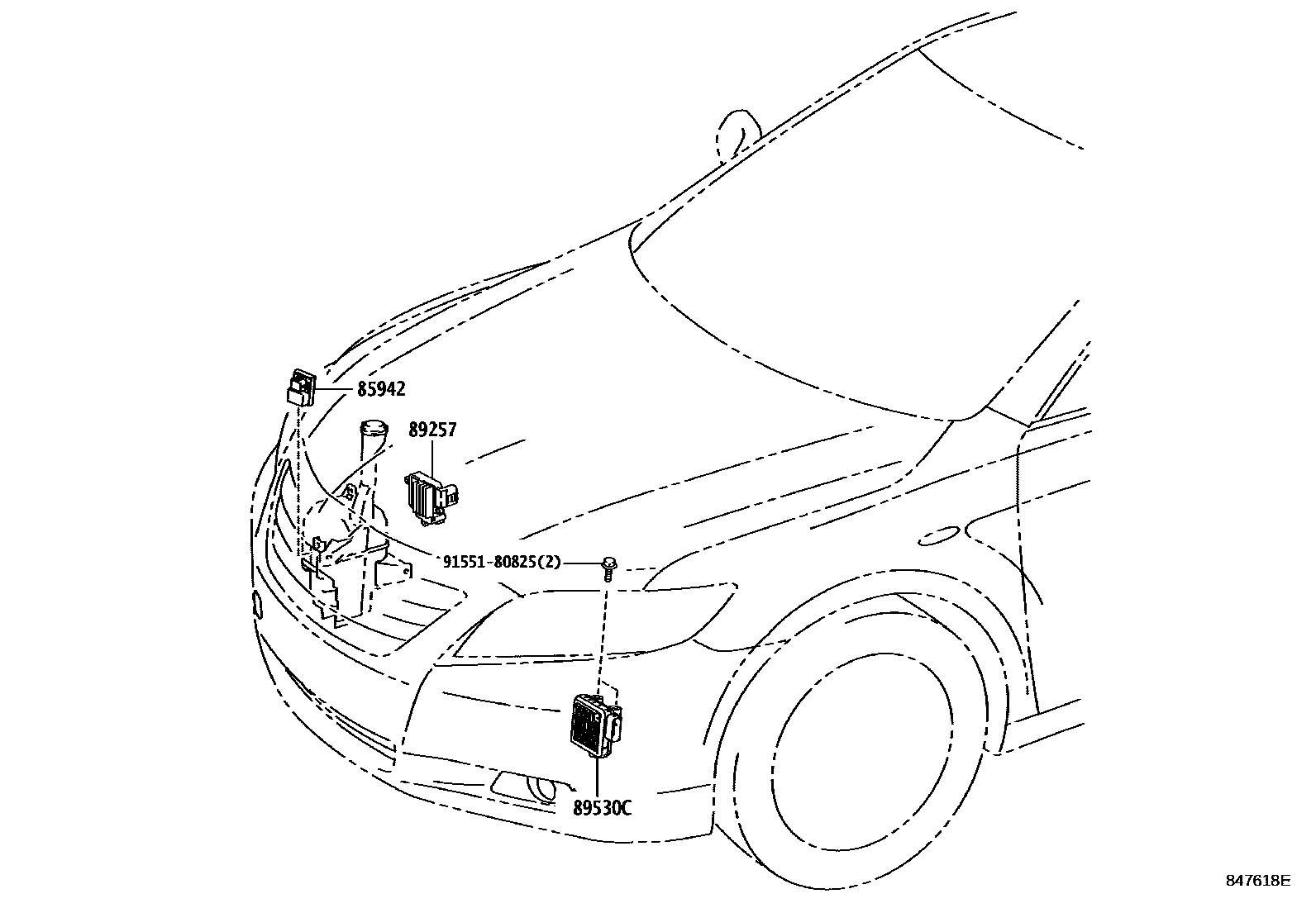 Toyota CAMRY 开关和继电器和ECU EPC diagram — 847618E
