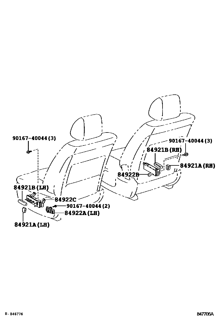 Toyota CAMRY 开关和继电器和ECU EPC diagram — 847705A
