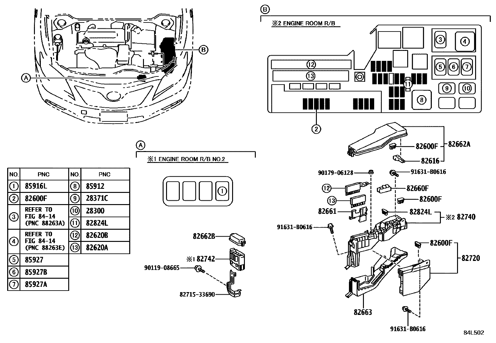 Toyota CAMRY 开关和继电器和ECU EPC diagram — 84L502