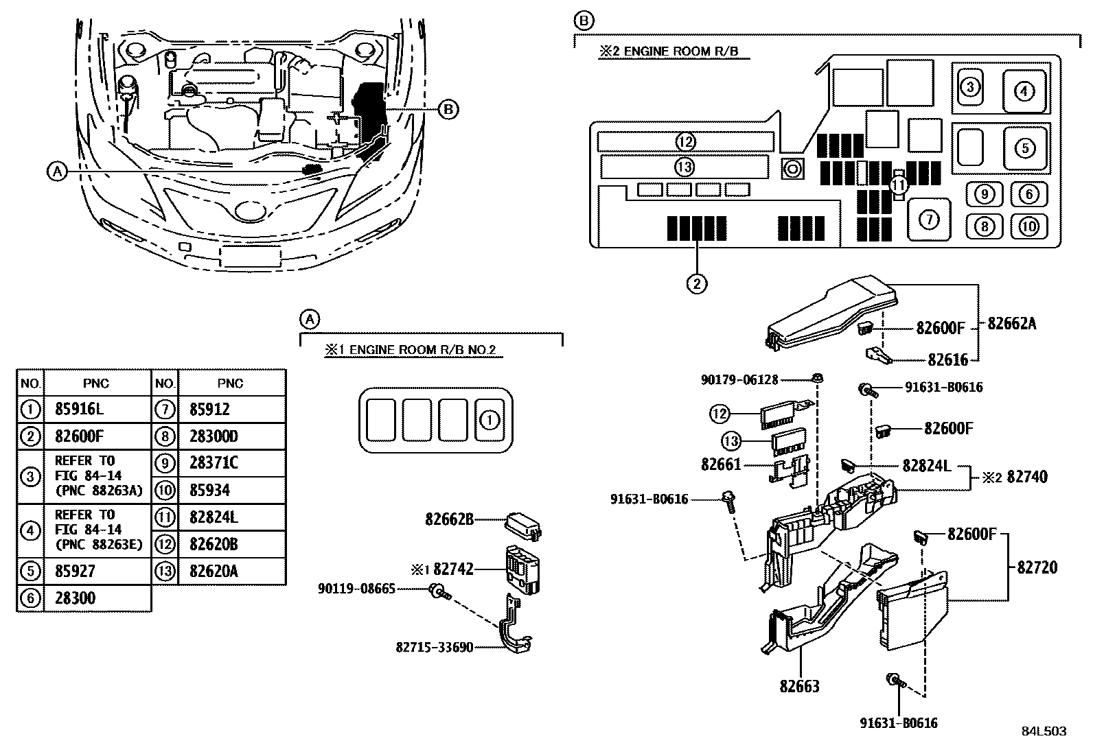 Toyota CAMRY 开关和继电器和ECU EPC diagram — 84L503