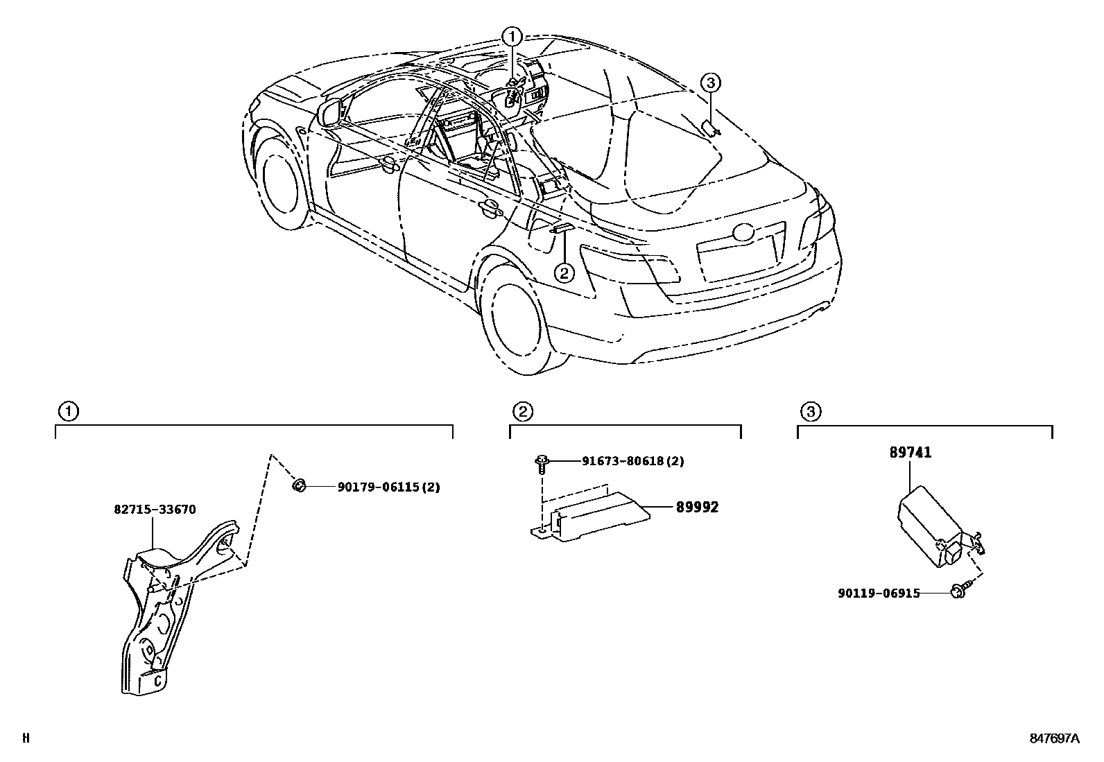 Toyota CAMRY 遥控门锁 EPC diagram — 847697A