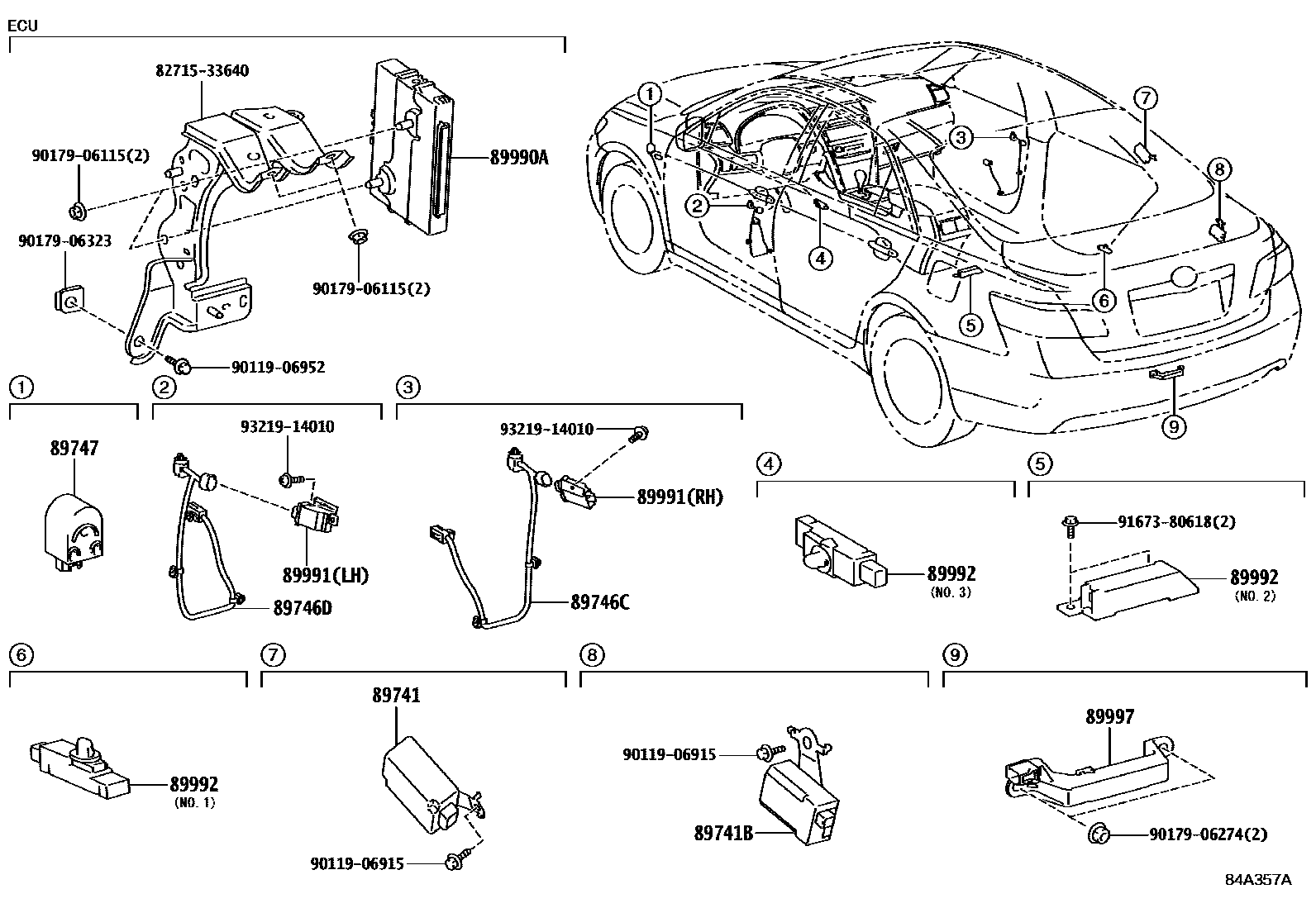 Toyota CAMRY 遥控门锁 EPC diagram — 84A357A