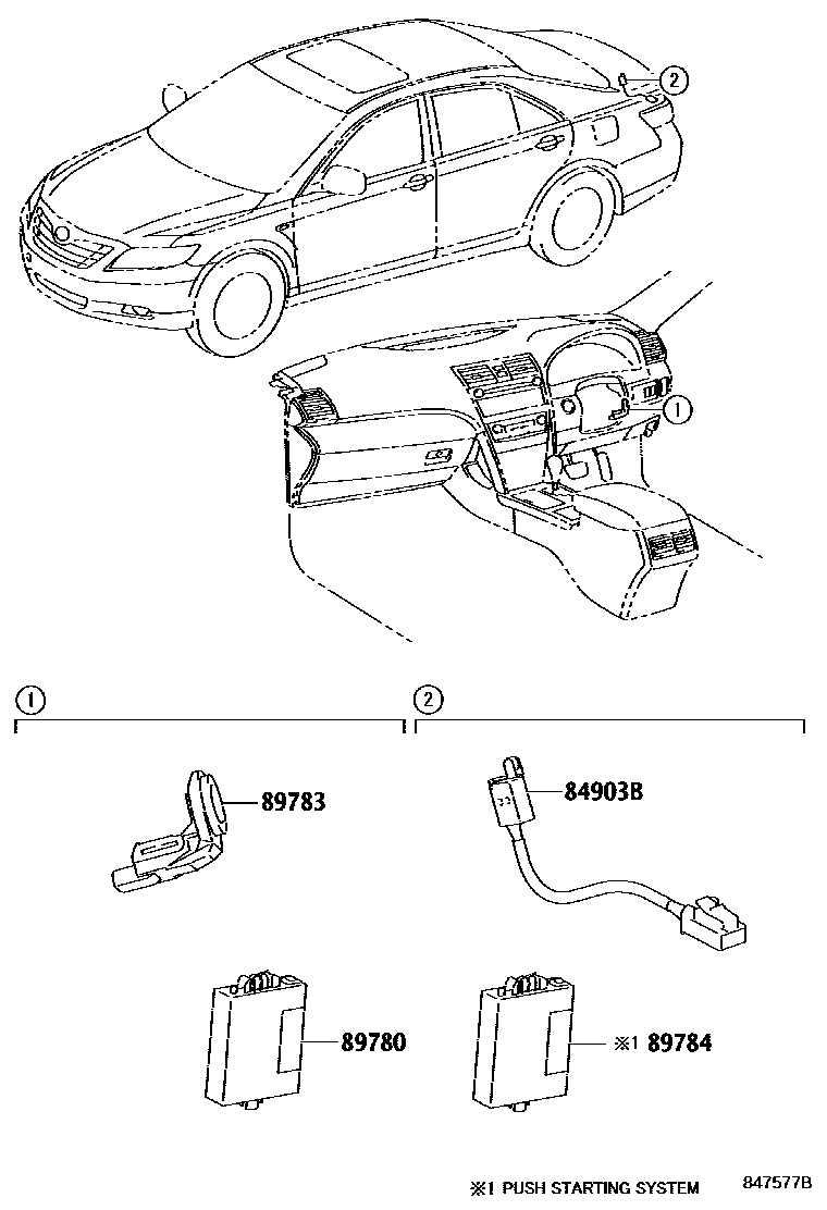 Toyota CAMRY 防盗装置 EPC diagram — 847577B