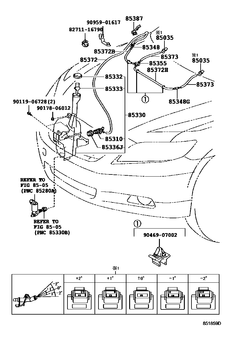 Toyota CAMRY 挡风玻璃清洗器 EPC diagram — 851859D