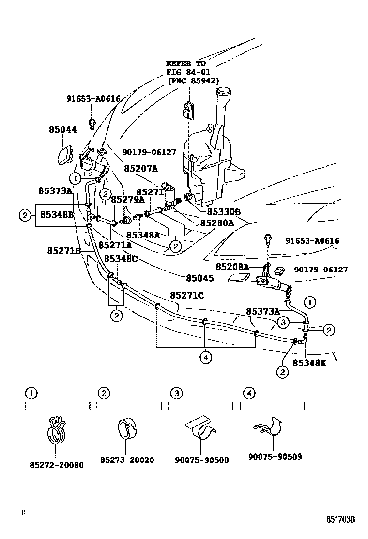 Toyota CAMRY 前大灯清洗器 EPC diagram — 851703B