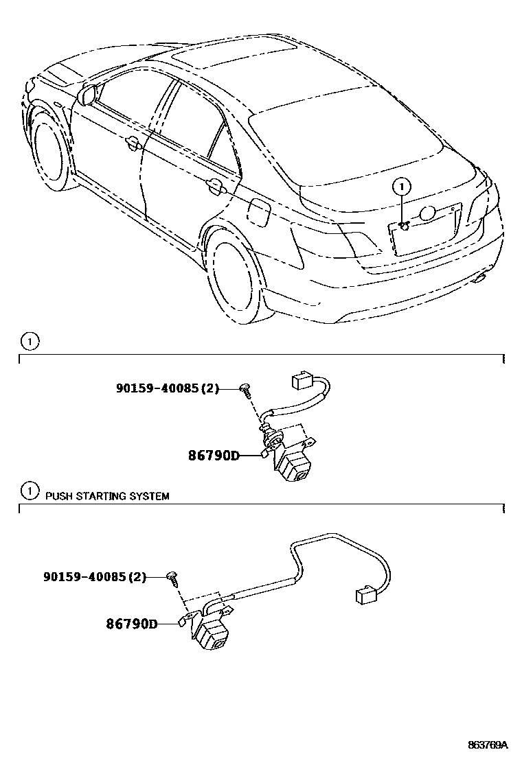 Toyota CAMRY 倒车影像和摄像头 EPC diagram — 863769A