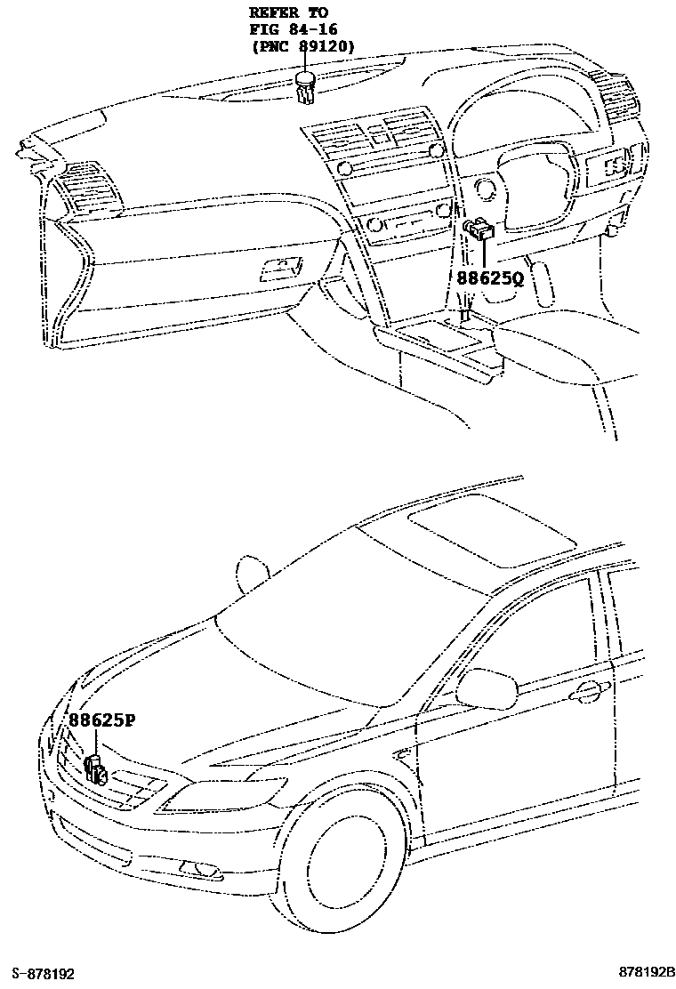 Toyota CAMRY 暖风和空调系统 - 控制器和风管 EPC diagram — 878192B