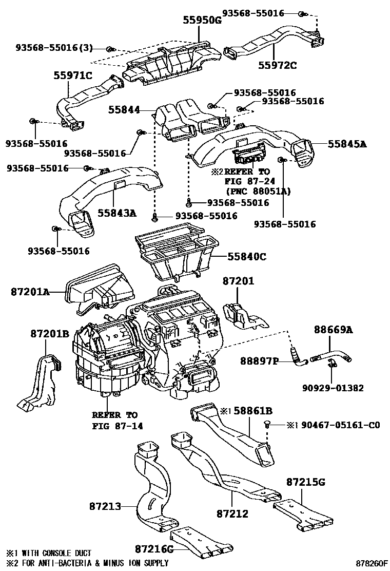 Toyota CAMRY 暖风和空调系统 - 控制器和风管 EPC diagram — 878260F