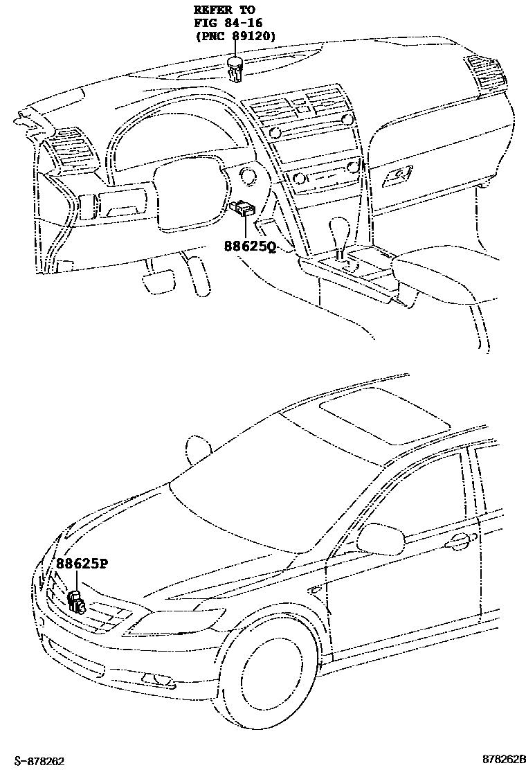 Toyota CAMRY 暖风和空调系统 - 控制器和风管 EPC diagram — 878262B