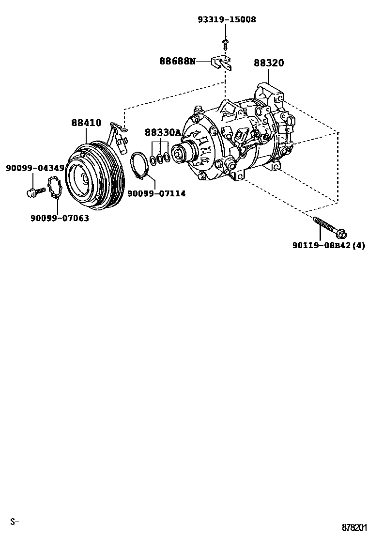 Toyota CAMRY Heating & Air Conditioning - Compressor EPC diagram — 878201