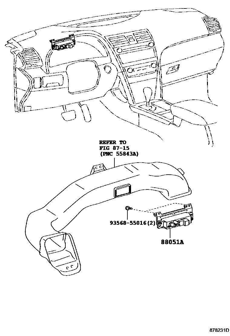Toyota CAMRY 空气净化器或离子发生器 EPC diagram — 878231D