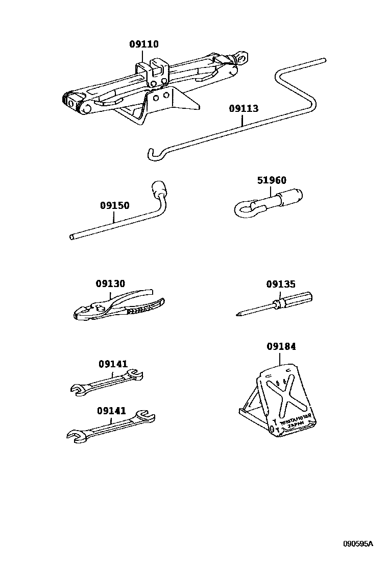 Toyota CAMRY Standard Tools EPC diagram — 090595A