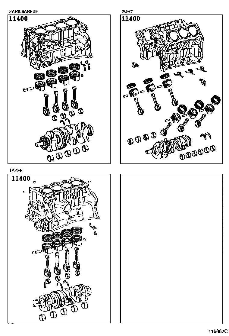 Toyota CAMRY Short Block Assembly EPC diagram — 116862C