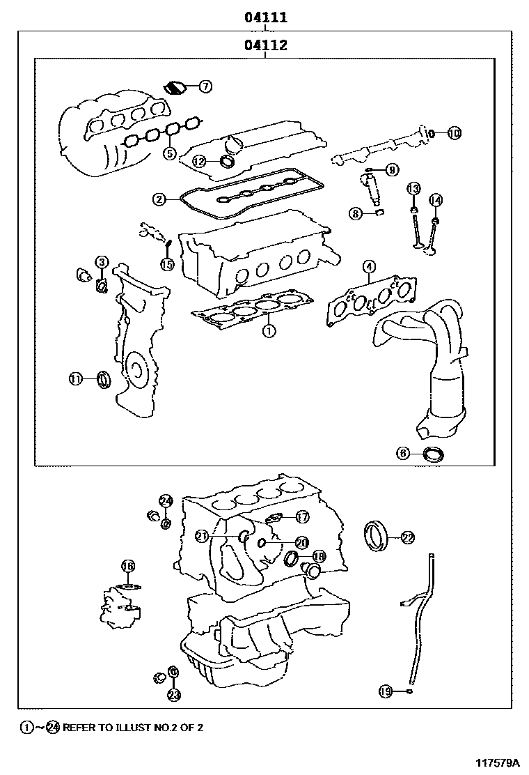 Toyota CAMRY Engine Overhaul Gasket Kit EPC diagram — 117579A