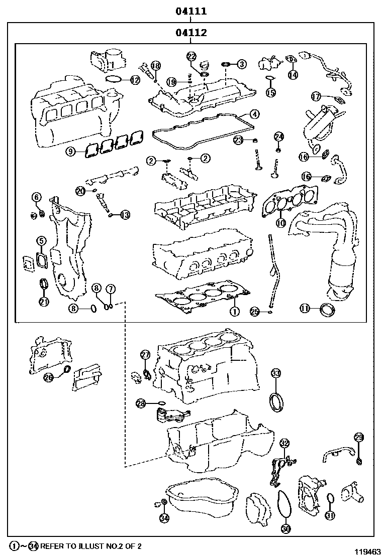 Toyota CAMRY Engine Overhaul Gasket Kit EPC diagram — 119463