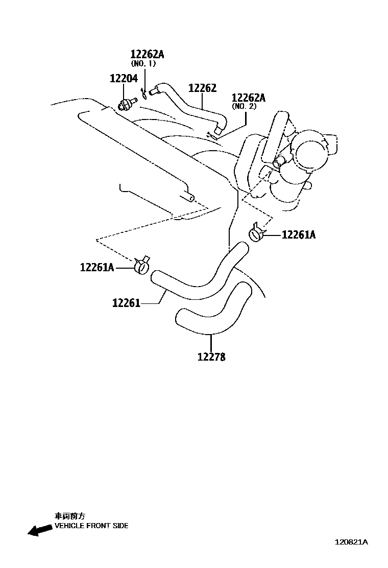Toyota CAMRY Ventilation Hose EPC diagram — 120821A
