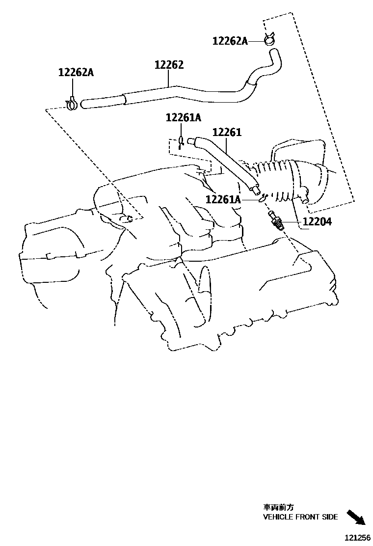 Toyota CAMRY Ventilation Hose EPC diagram — 121256