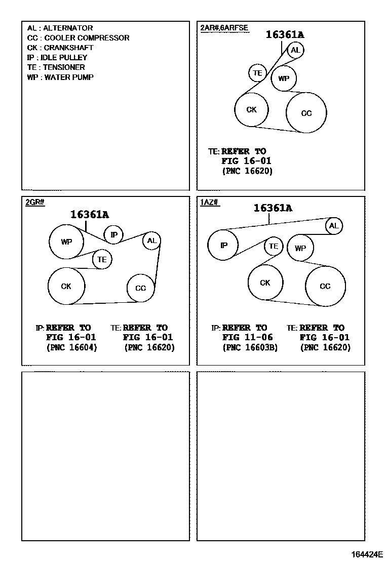 Toyota CAMRY V-Belt EPC diagram — 164424E