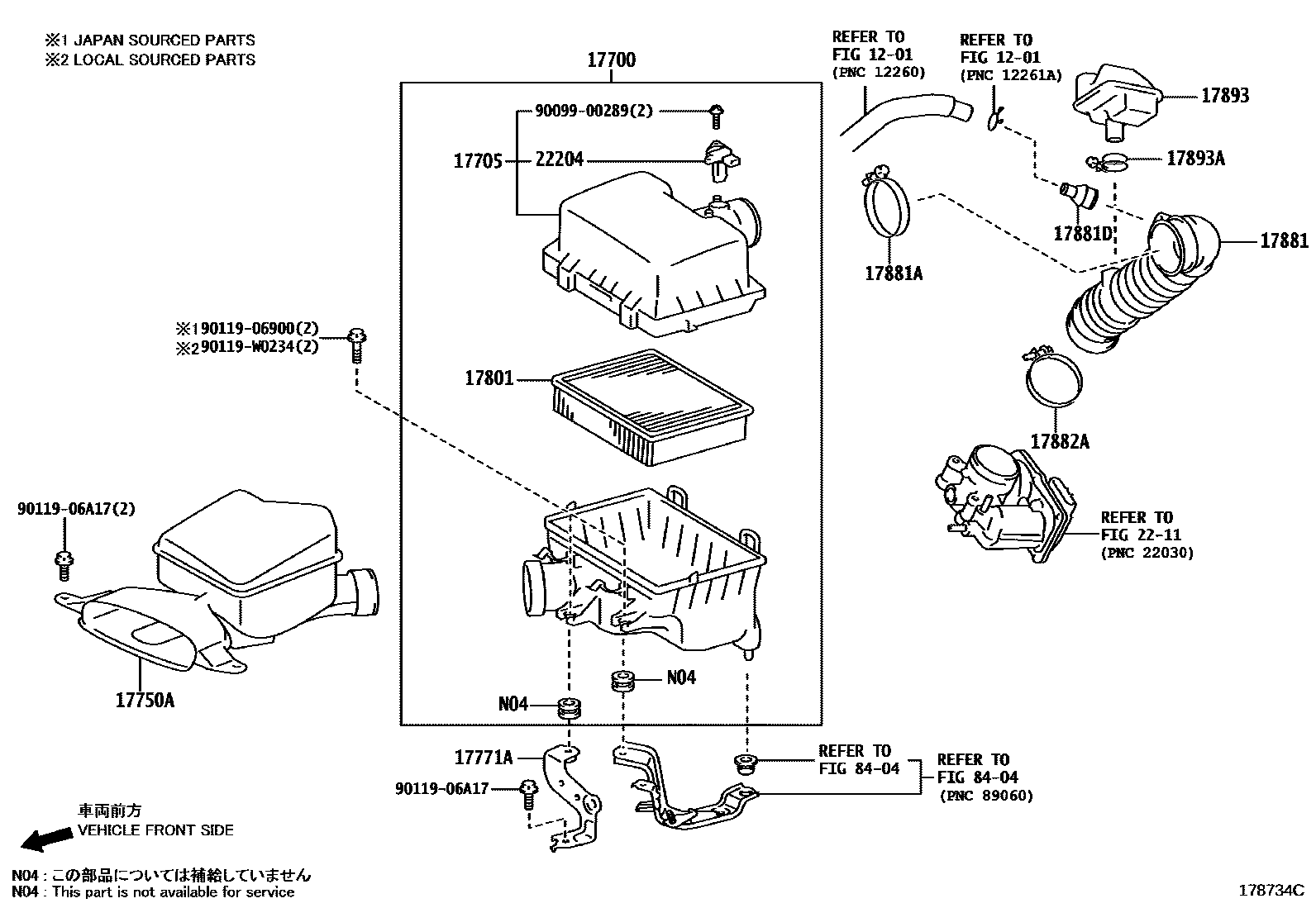 Toyota CAMRY Air Cleaner EPC diagram — 178734C