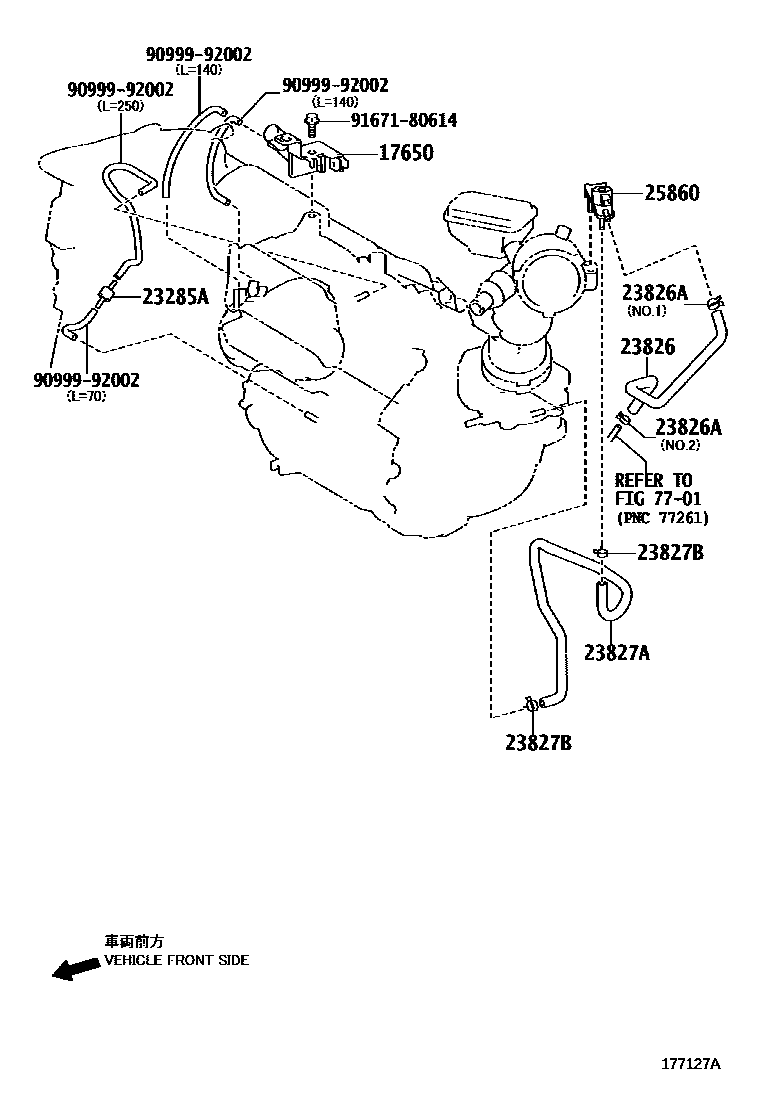 Toyota CAMRY vacuum tube EPC diagram — 177127A