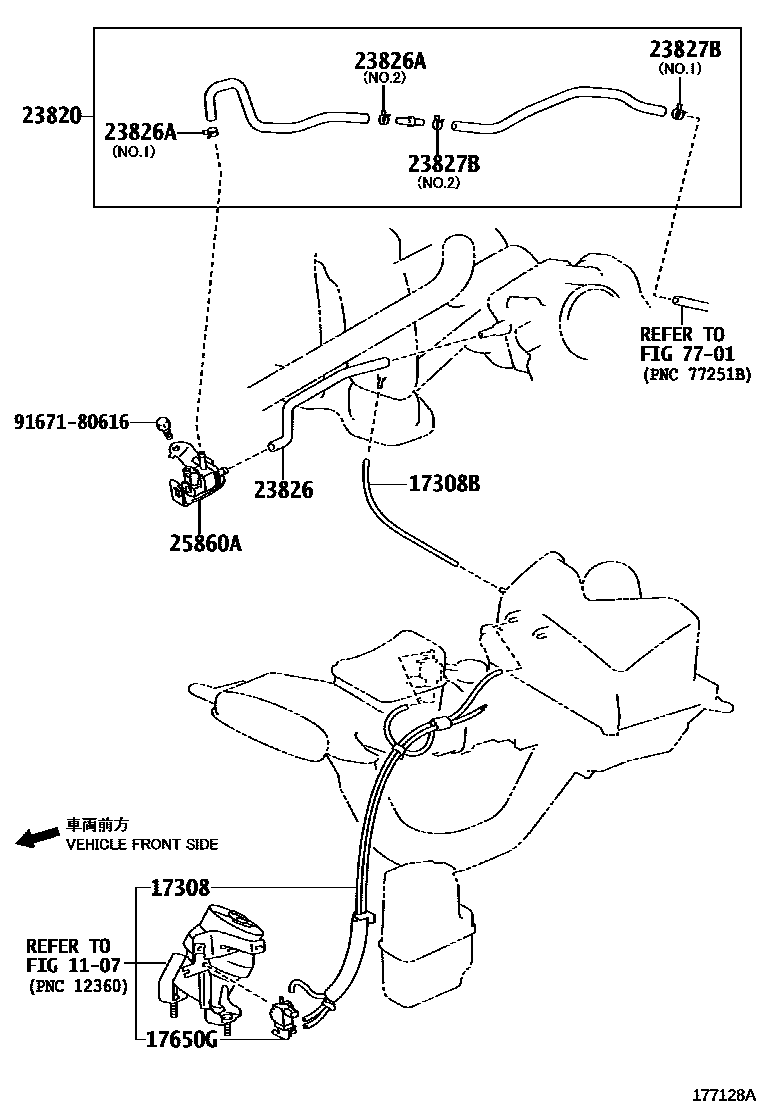 Toyota CAMRY vacuum tube EPC diagram — 177128A