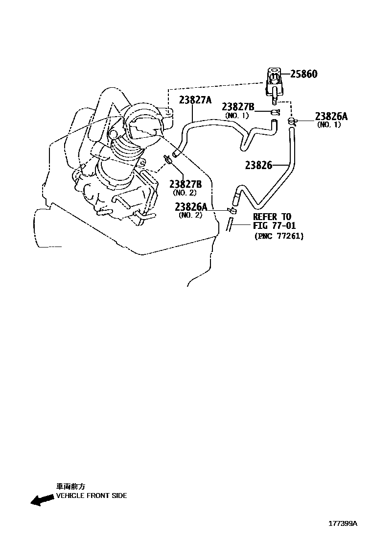 Toyota CAMRY vacuum tube EPC diagram — 177399A