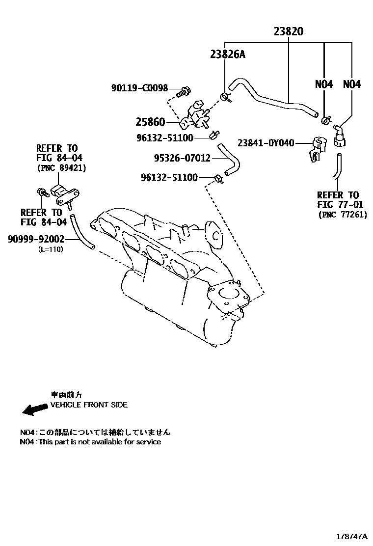 Toyota CAMRY vacuum tube EPC diagram — 178747A