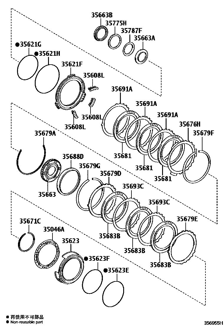 Toyota CAMRY 3号制动器、一档和倒档制动器(ATM) EPC diagram — 356955H