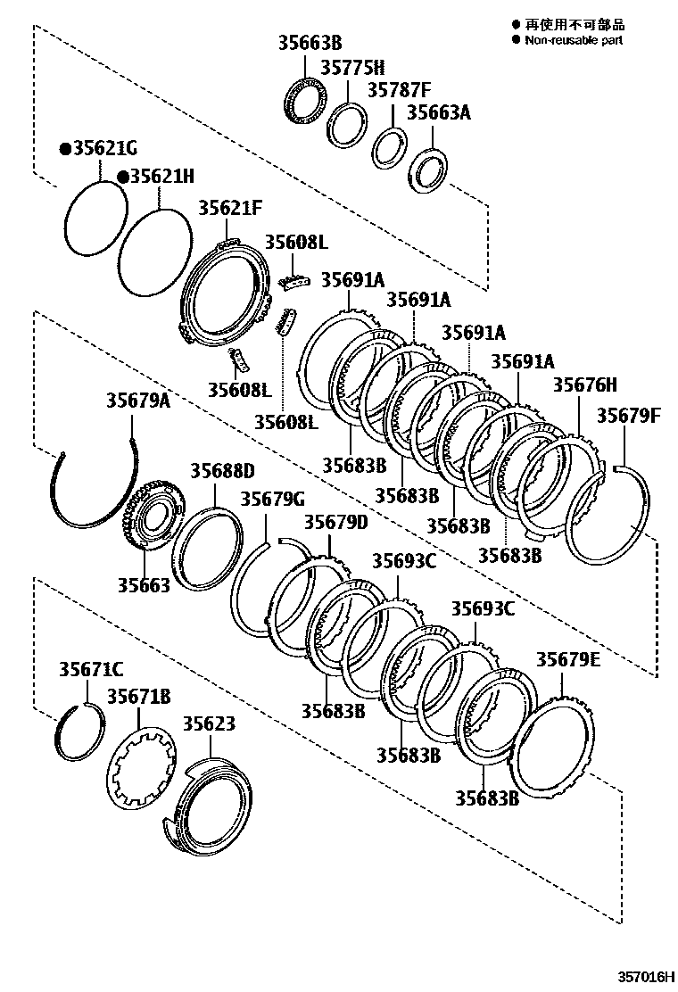 Toyota CAMRY 3号制动器、一档和倒档制动器(ATM) EPC diagram — 357016H