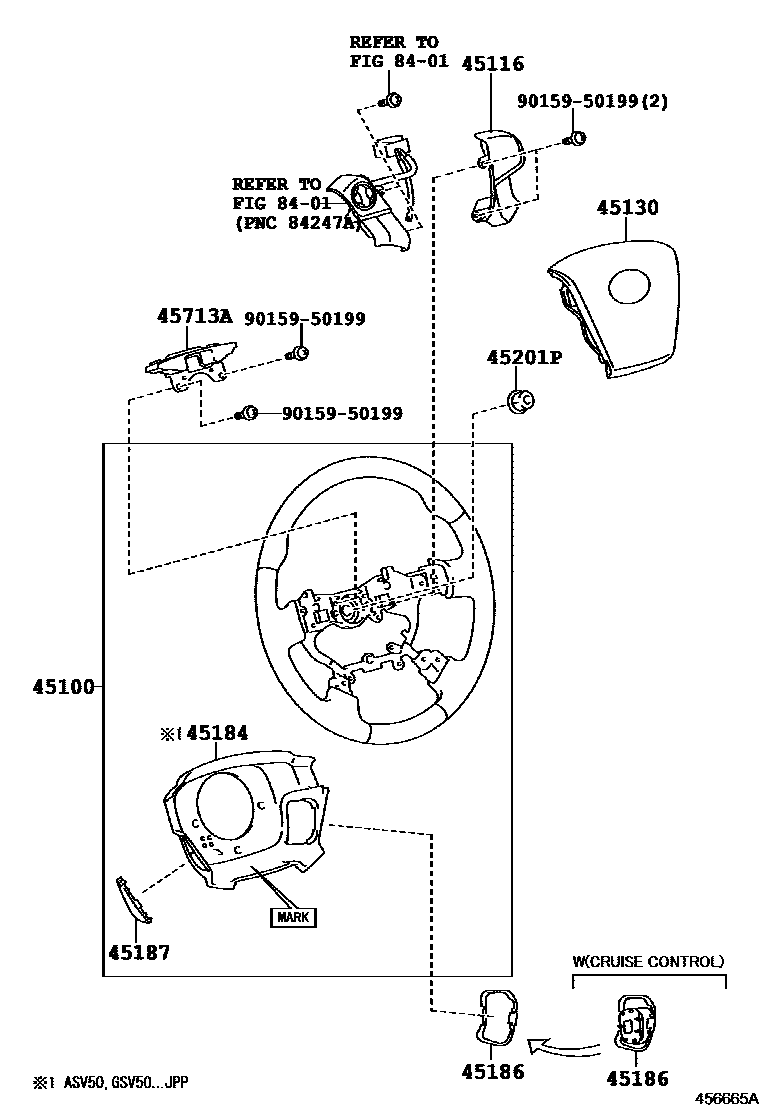 Toyota CAMRY Steering Wheel EPC diagram — 456665A