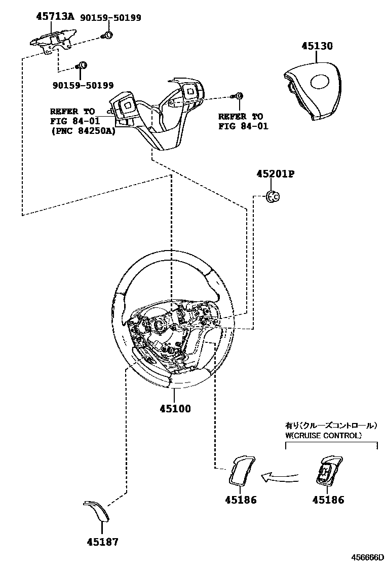 Toyota CAMRY Steering Wheel EPC diagram — 456666D