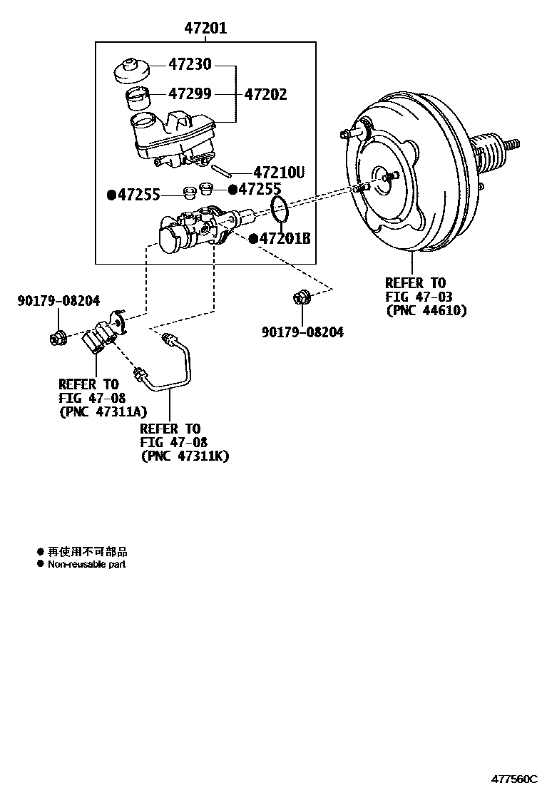 Toyota CAMRY 制动总泵 EPC diagram — 477560C