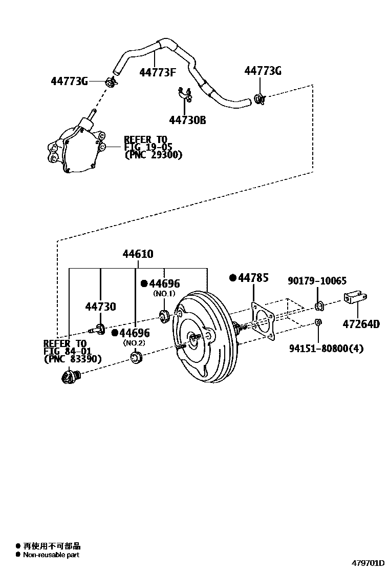 Toyota CAMRY 制动助力器和真空管 EPC diagram — 479701D