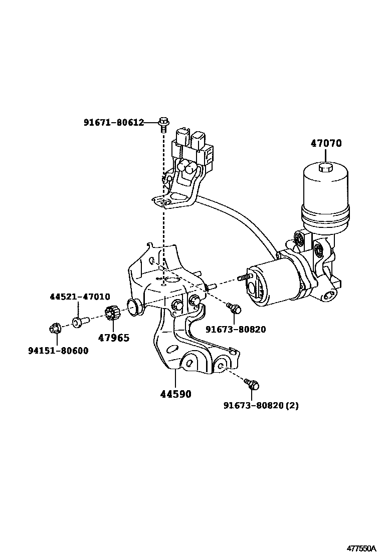 Toyota CAMRY 制动配管和卡箍 EPC diagram — 477550A