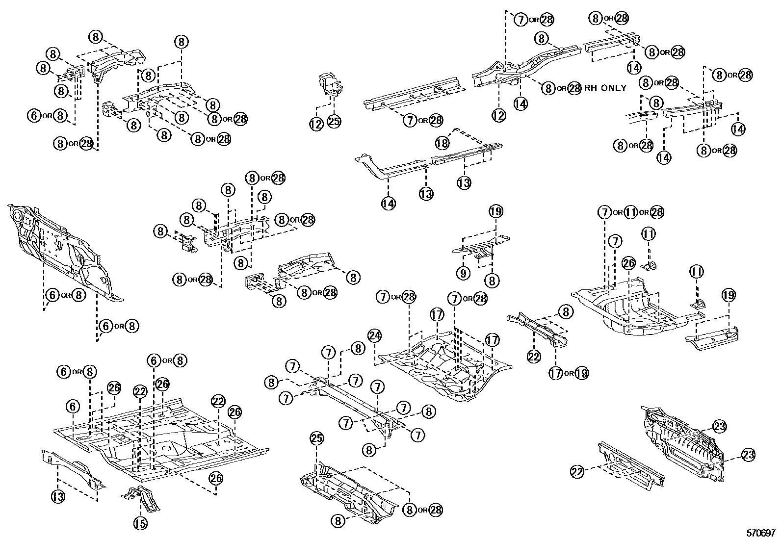 Toyota CAMRY hole plug EPC diagram — 570697