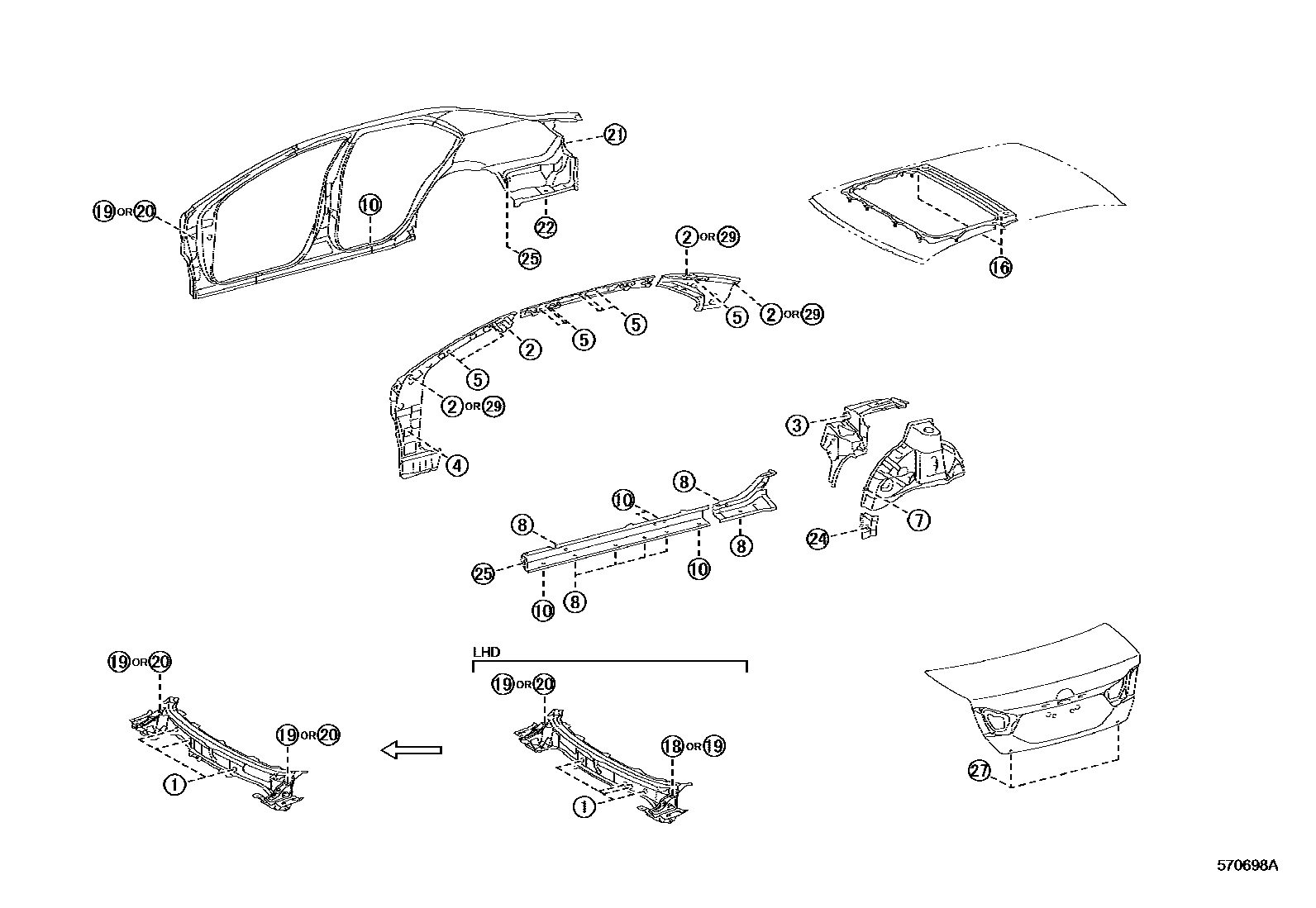 Toyota CAMRY hole plug EPC diagram — 570698A