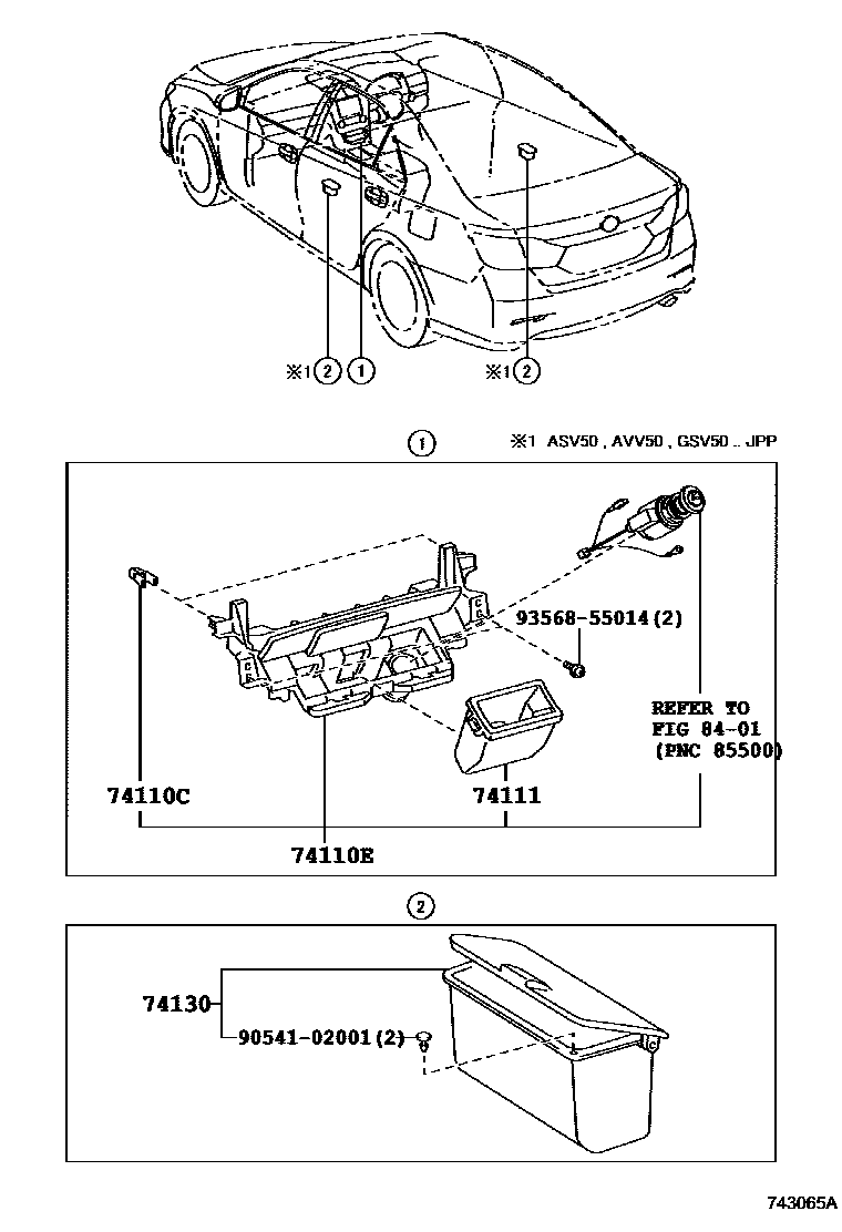 Toyota CAMRY 烟灰盒 EPC diagram — 743065A