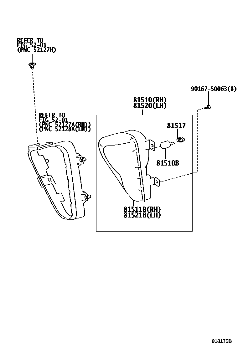 Toyota CAMRY 前转向灯 EPC diagram — 818175B