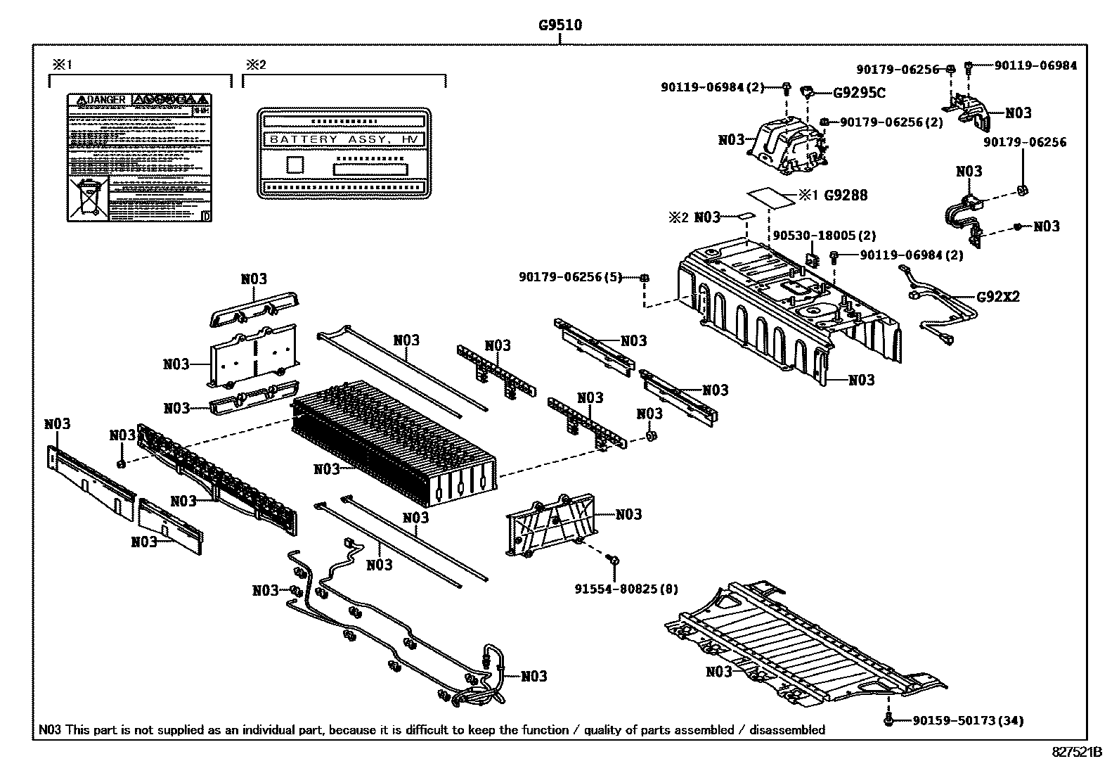 Toyota CAMRY 蓄电池和蓄电池电缆 EPC diagram — 827521B